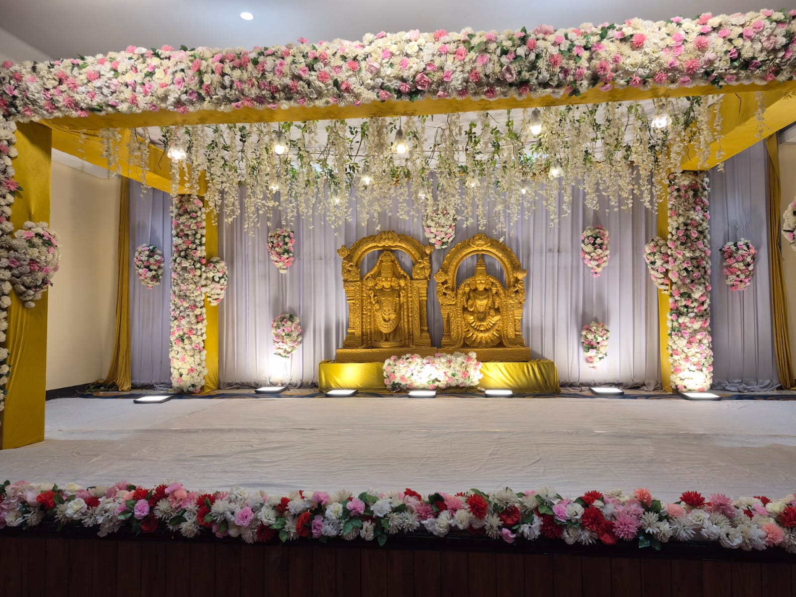 Decorated stage at VL Convention Hall ready for a function